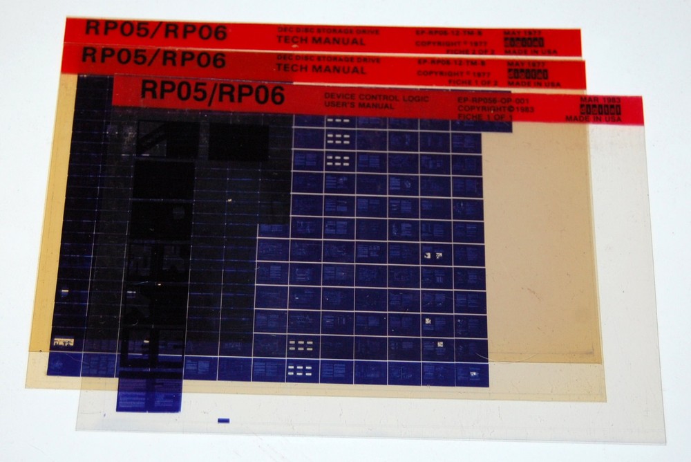DEC RP05/RP06 Device Control Logic User's & Drive Tech Manuals, Microfiche (3)