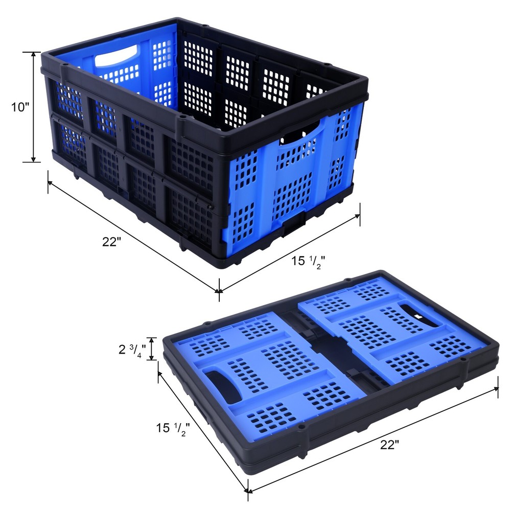 Collapsible Utility Cart Multi Use 2-Tier with Baskets Blue