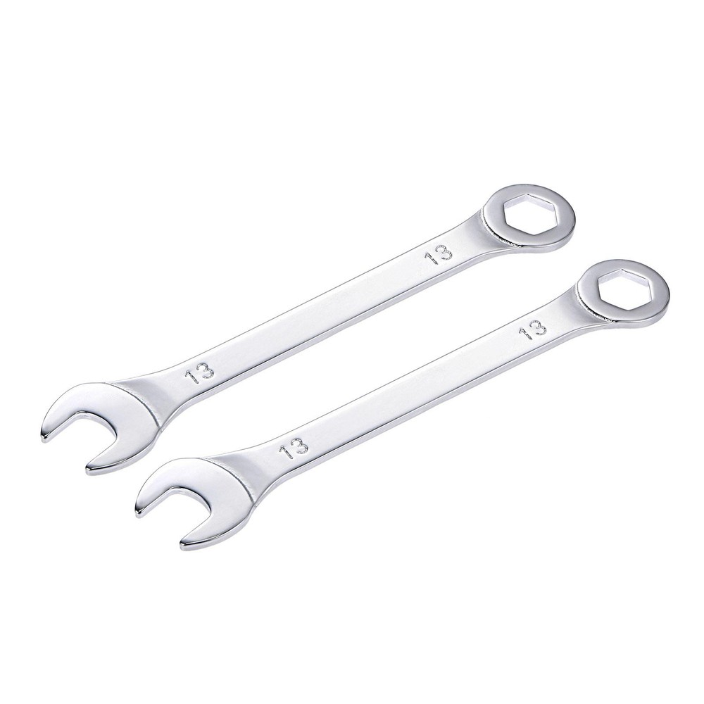 2pcs Thin Combination Wrench with Offset 6-Point End and Angled Open End 13mm