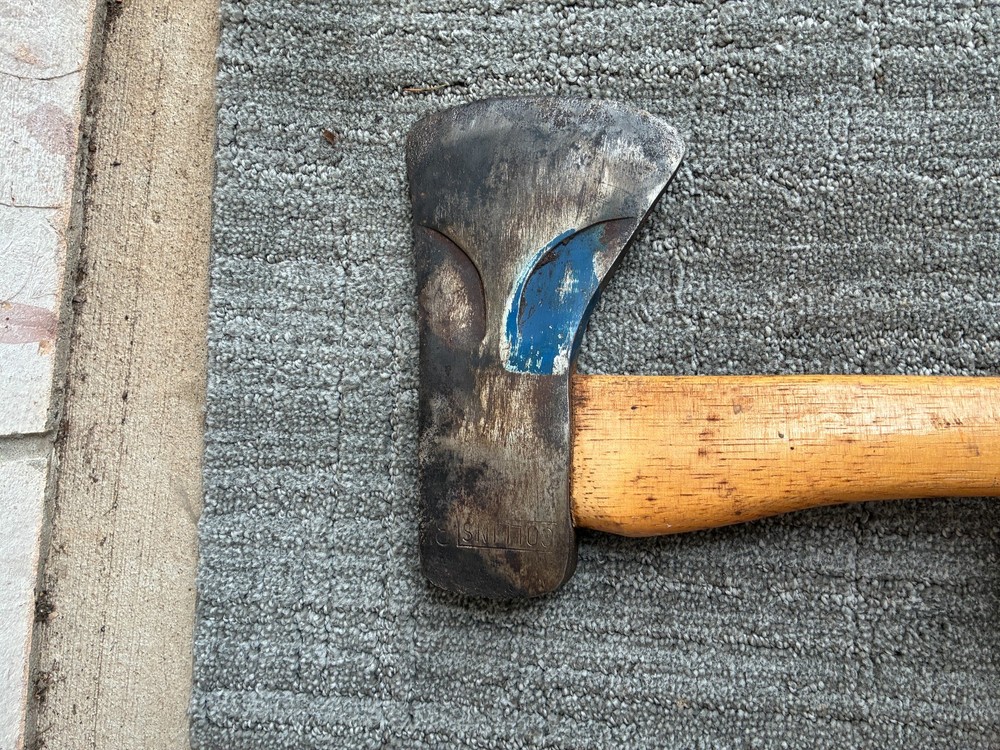 Vintage Collins Commander Single Bit Axe Phantom Bevel 34in Hickory Handle Decal