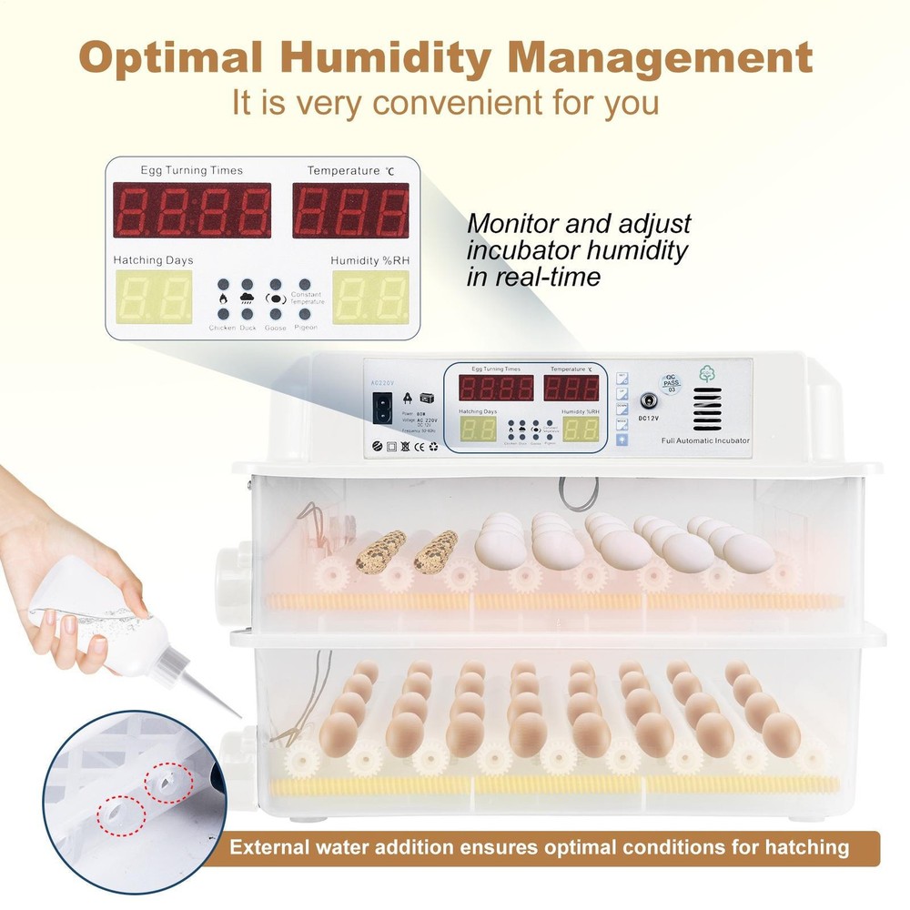 Incubator Automatic Digital Chicken Egg Hatcher 120 Eggs Temperature Control