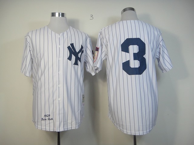 #3 Babe Ruth Jersey Retro White Stripe