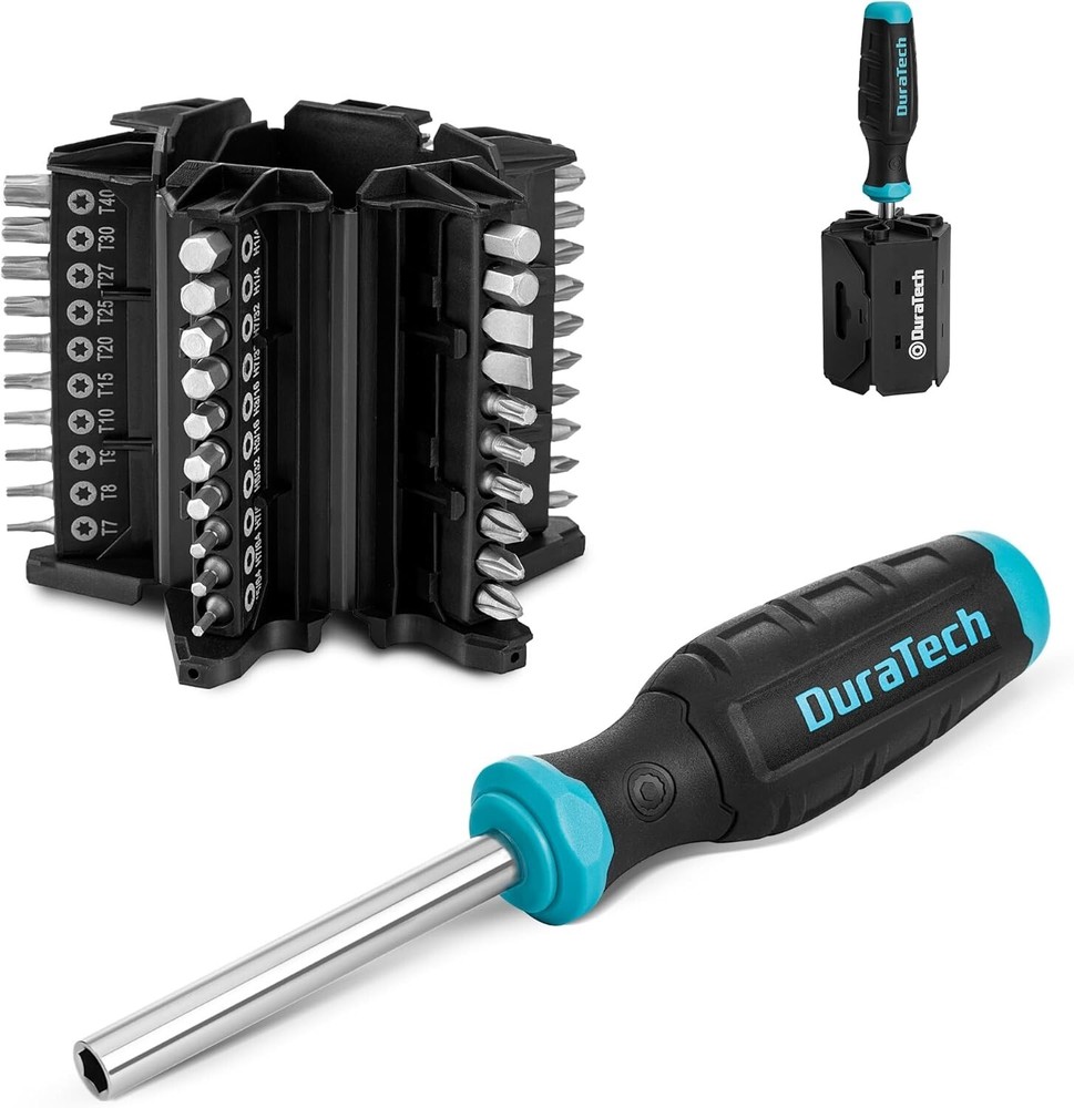 DURATECH Screwdriver, Multi-Function Screw Driver with 60 Replaceable Cr-V Bits
