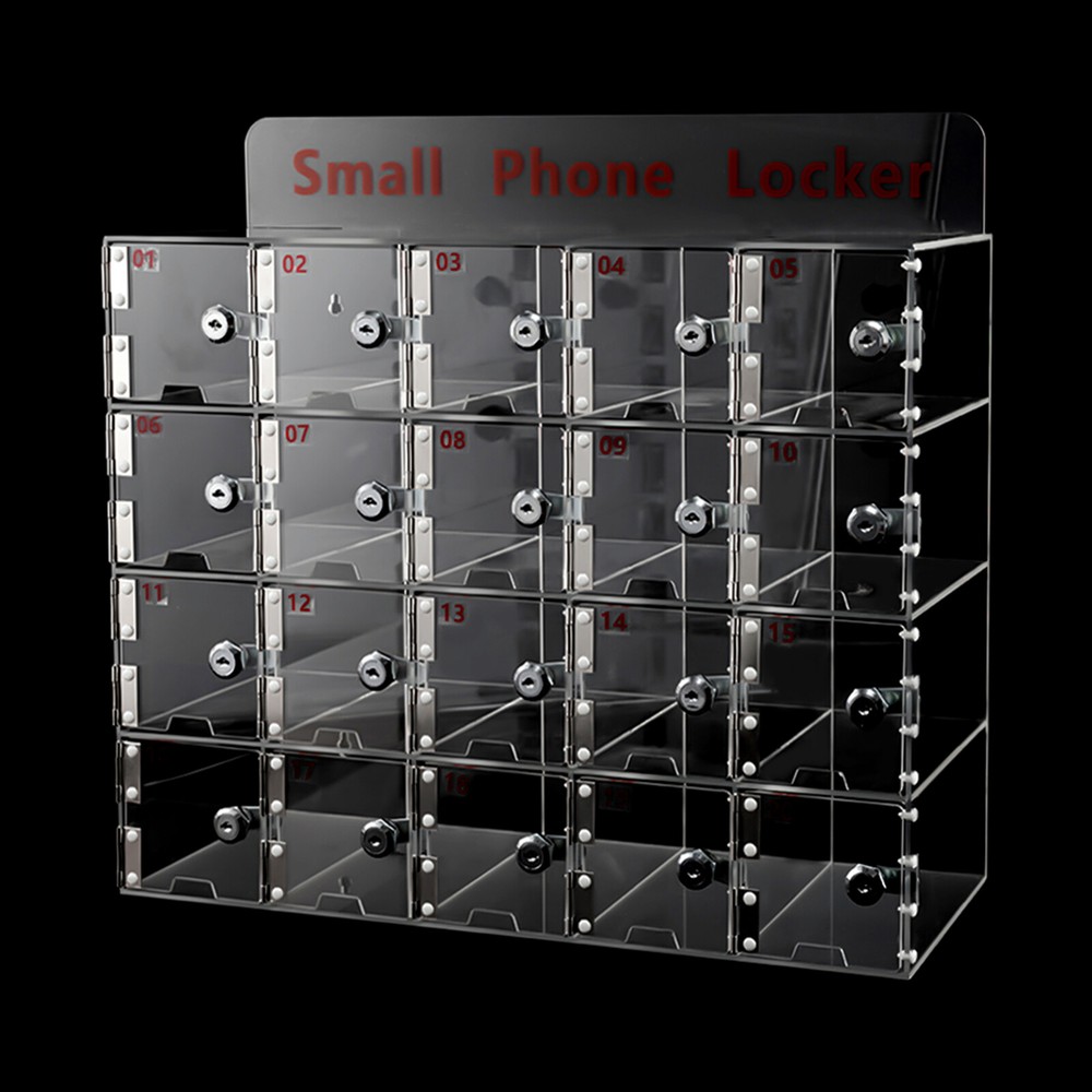 Clear Acrylic Cellphone Locker Rectangular Cell Phone Storage Box with Keys