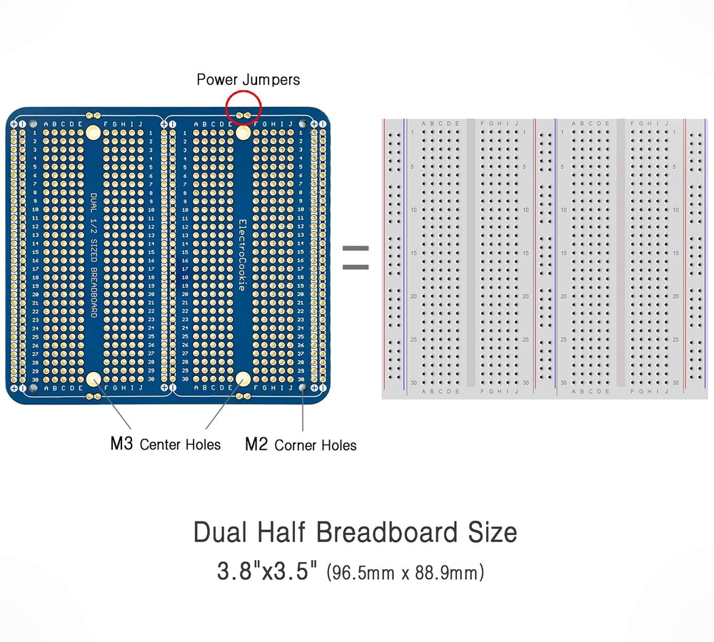 Solderable Breadboard PCB Double Column Board for Electronics Projects Compat...
