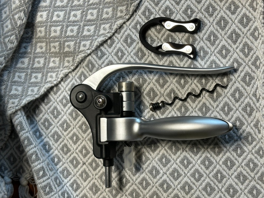 ARCOSTEEL CORKSCREW INCLUDES FOIL CUTTER AND EXTRA SCREW OPEN BOX