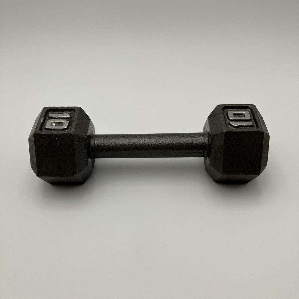 Cast Iron Hex Dumbbell, Single 10 lbs lb - Silver