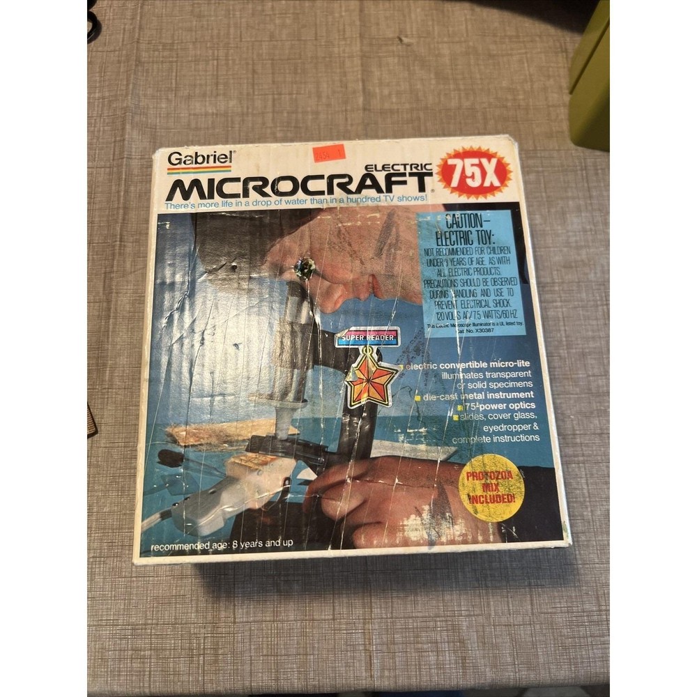 Vintage 70's Gabriel Microcraft Microscope Set 75x Includes Slides