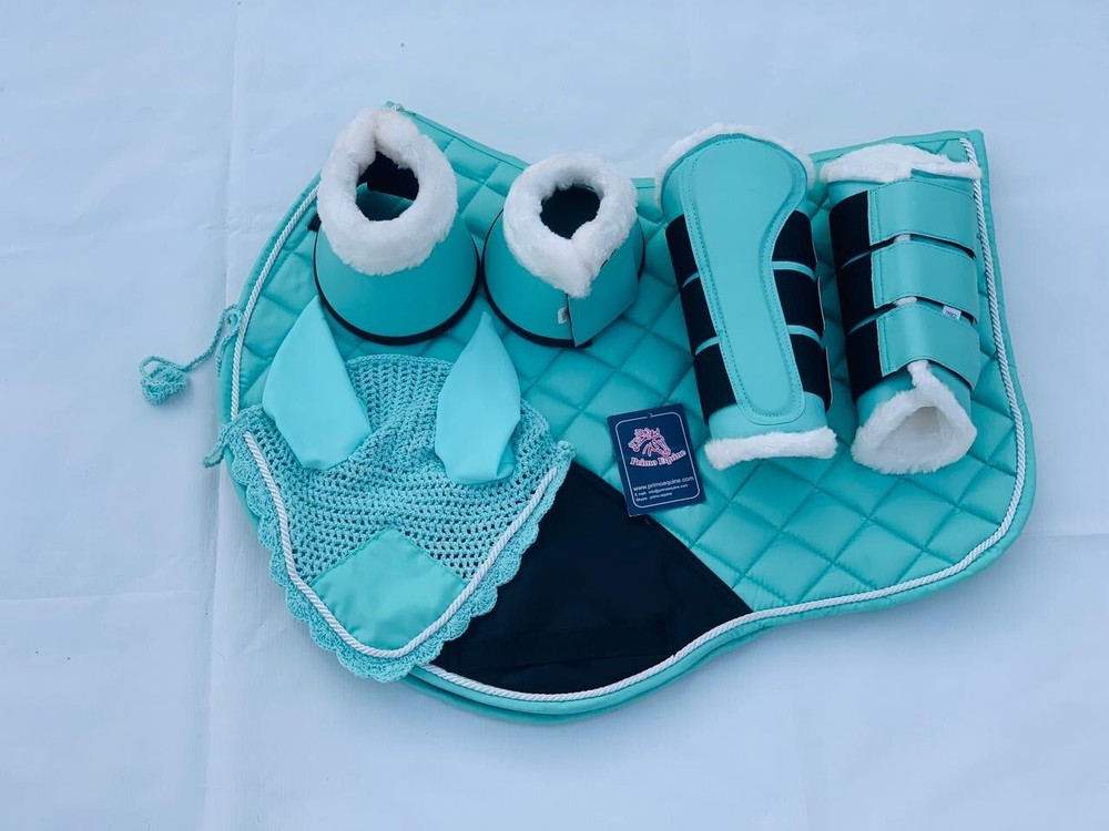 Luxury Horse Saddle Pad set, Saddle Pad, Brushing Boot, Bell Boot,Ear Net