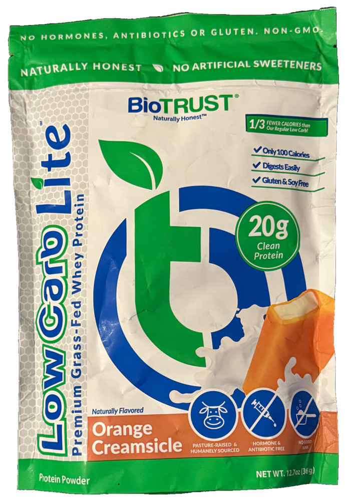 BioTrust Low Carb Lite, Grass-Fed Whey Protein Isolate (Orange) 12.7oz