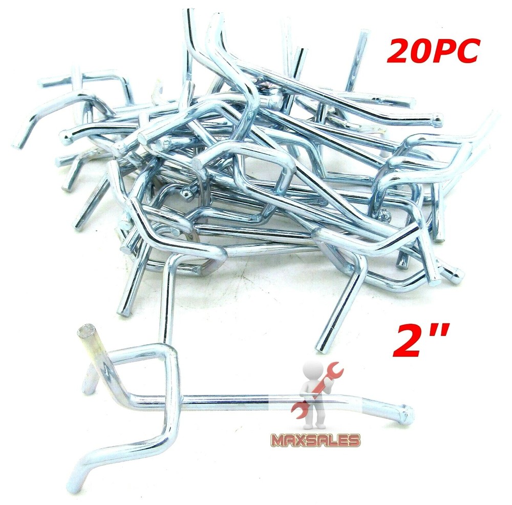 20pc 2" Peg Board Hooks Display Storage Organization for 1/8" Pegboards
