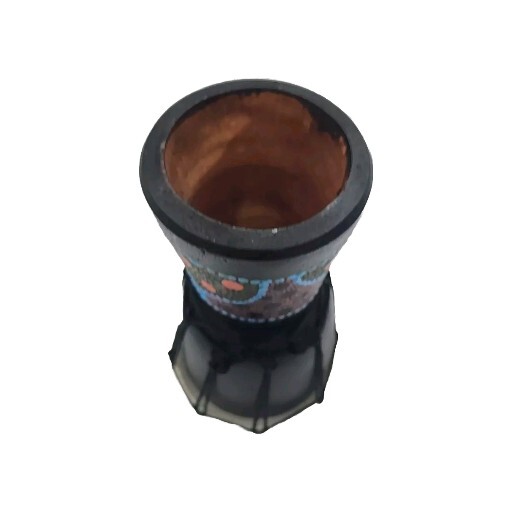 Wood Djembe Hand Crafted Drum Dot Painted 8"