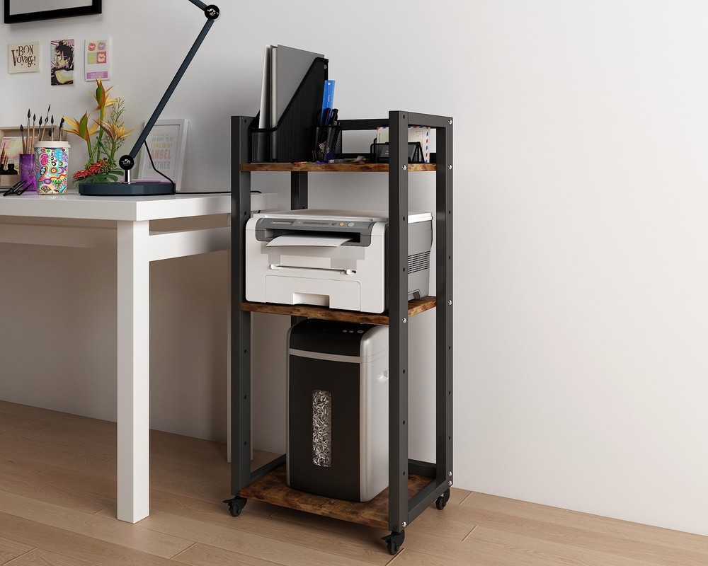Natwind 3-Tier Movable Printer Stand with Storage Rolling Floor-Standing Desksid