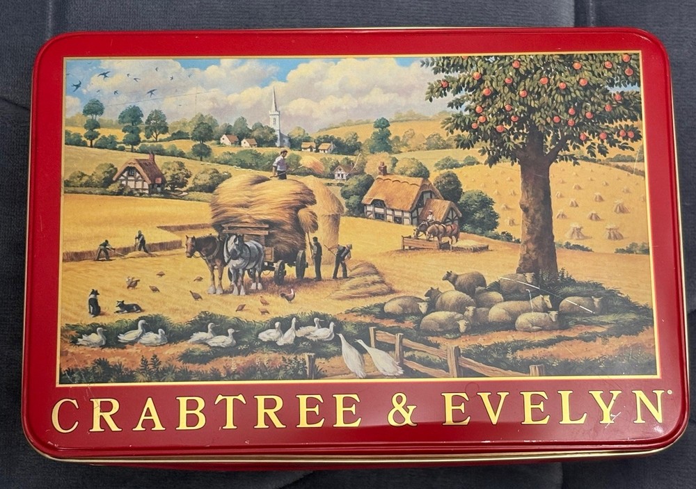 VTG Crabtree & Evenlyn Decorative Storage Tin 10.5” X 7” EMPTY
