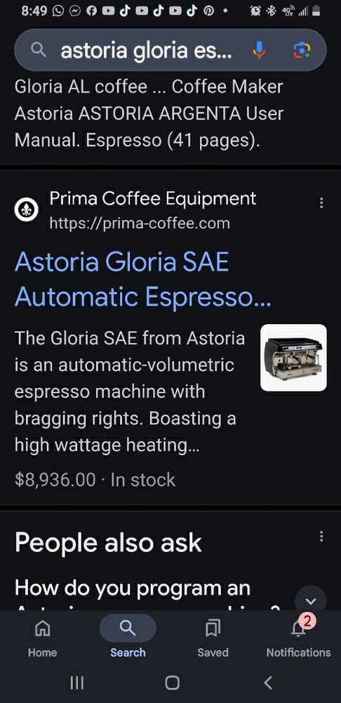 Astoria Gloria SAE Automatic Expresso Machine