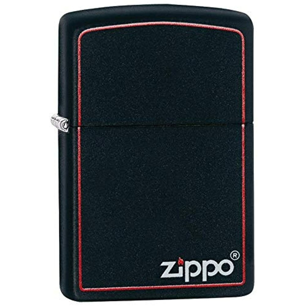 Zippo Black Matte with Red Border Pocket Lighter