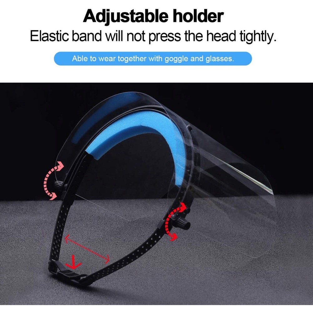 Clear Face Shield Visor Safety Reusable Protective Adjustable Headgear 3 Pack