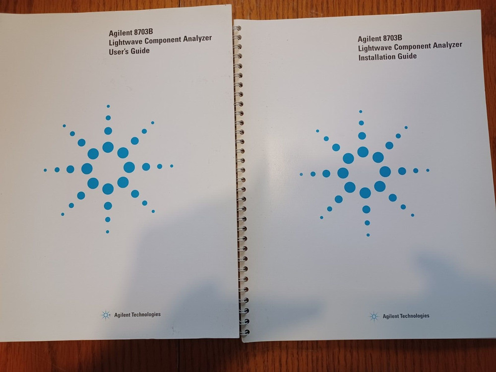 Agilent 8703B Lightwave Analyzer Installation Guide and User's Guide Manuals