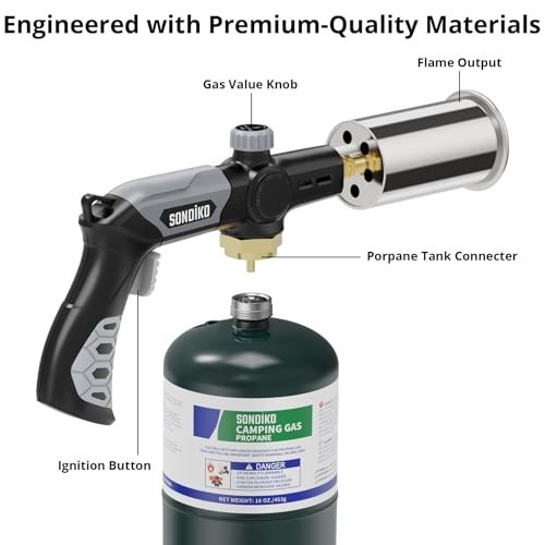 Powerful Adjustable Propane Torch for Cooking, Searing Steak, BBQ & Campfire Sta