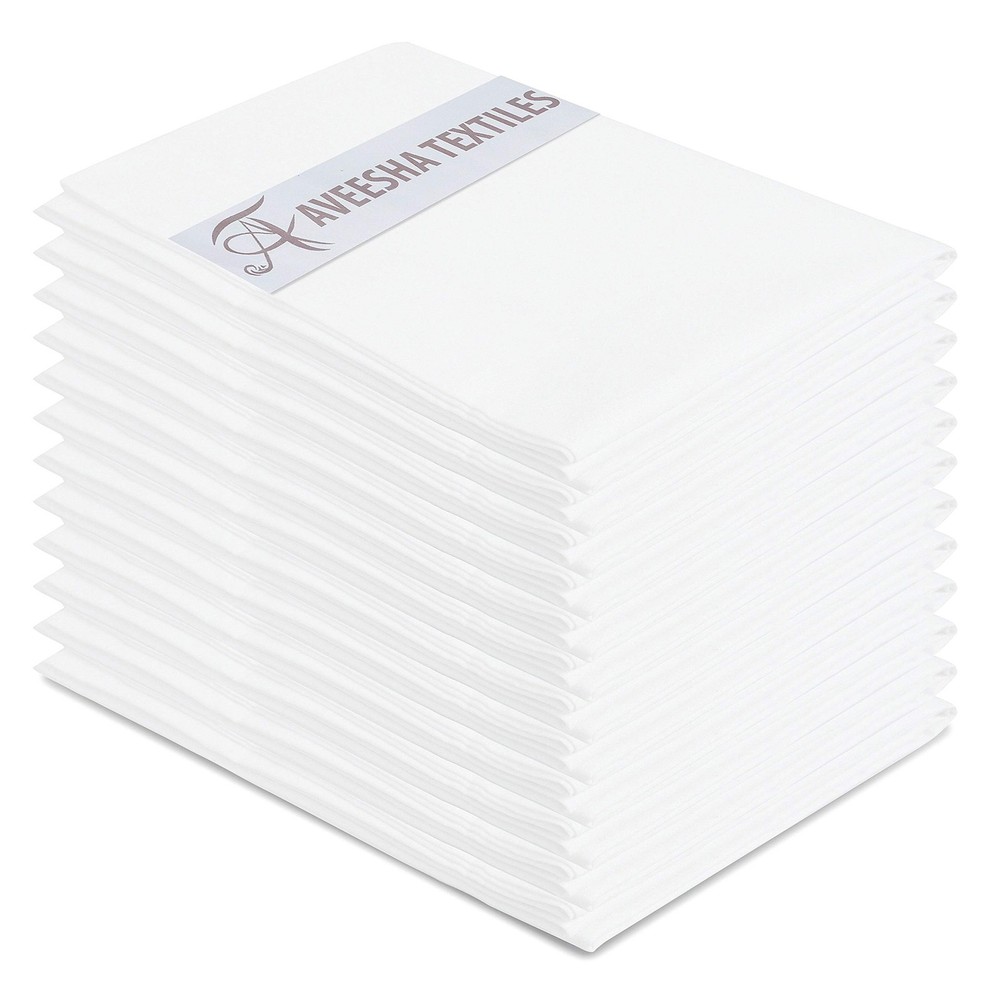 12 Pack Poly Cotton Pillow Cases - White Pillowcases - 180 Thread Count Perca...