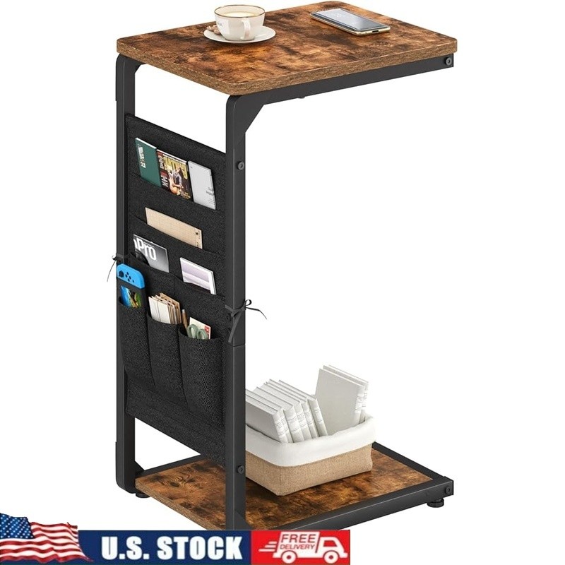 Multi-layer Slim Side Table Sofa Bed Storage Remote Control Laptop Use