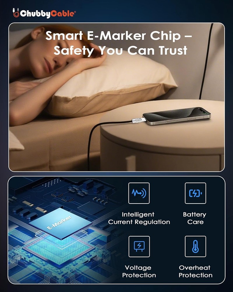 chubbycable Chubby 2.0 Fast Charging Cable Durable Soft 3.3ft (1m), Orange