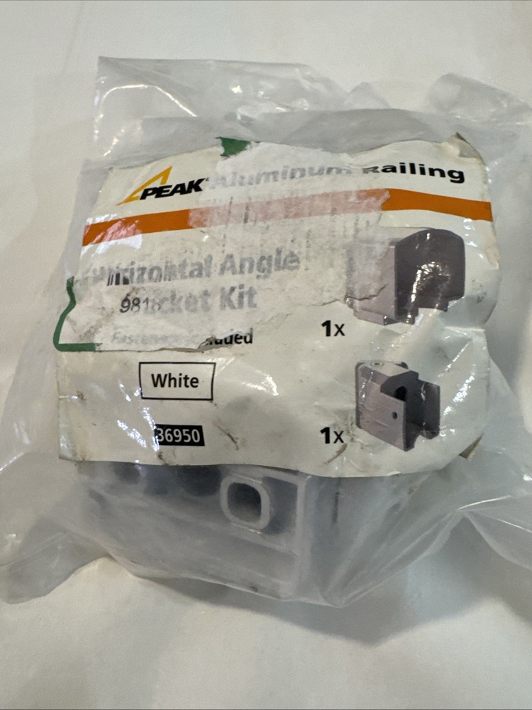 Peak 36950 White Aluminum Deck Railing Horizontal Angle Bracket Kit