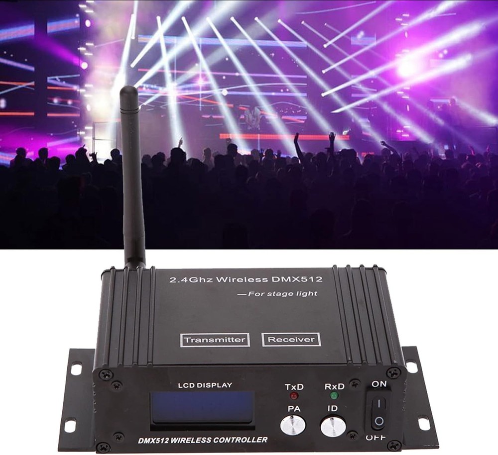 DMX 512 Controller 2.4G Wireless Transmitter Receiver LCD Display Power Adjus...