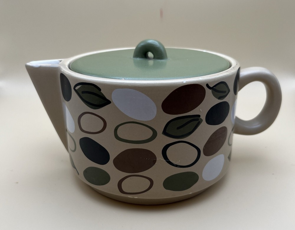 MSRF Design Studio Abstract Design Small Coffee Tea Pot Brown Tones