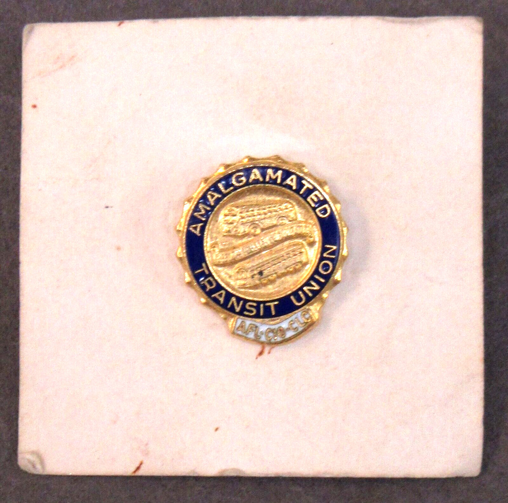 AMALGAMATED TRANSIT UNION enameled TACK pinback button ^