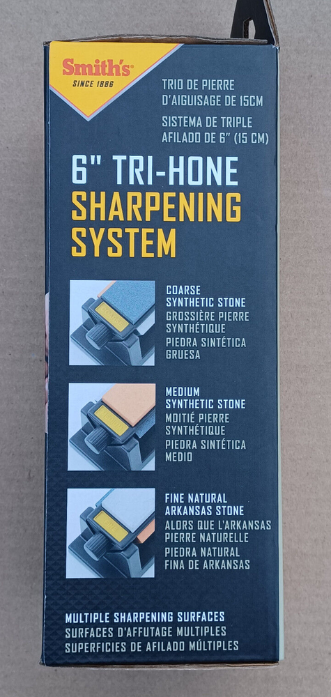 Smith's TRI6 6" Tri-Hone Sharpening System Knife Tool Sharpener 3 Stone Arkansas
