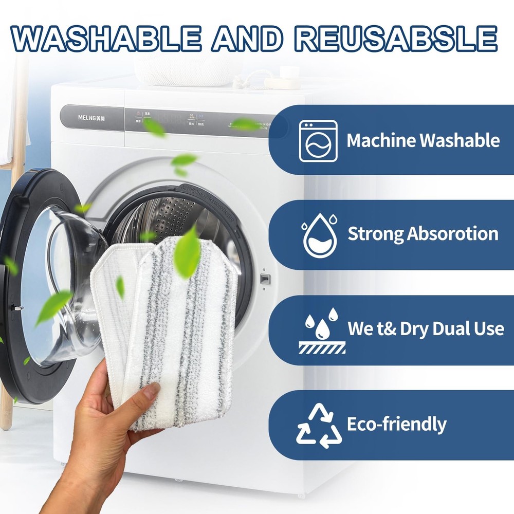Mop Pads Replacements Compatible with H2prO Flat Mop System, Replace Mop Head...