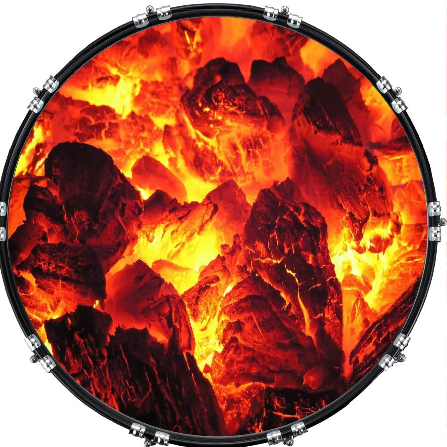 20" Custom Bass Kick Drum Front Head Graphical Fire Embers