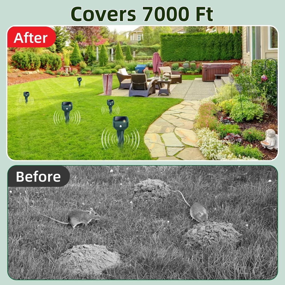 Mole Repellent Solar Powered, 4 Pack Snake & Skunk 1 Count (Pack of 4)