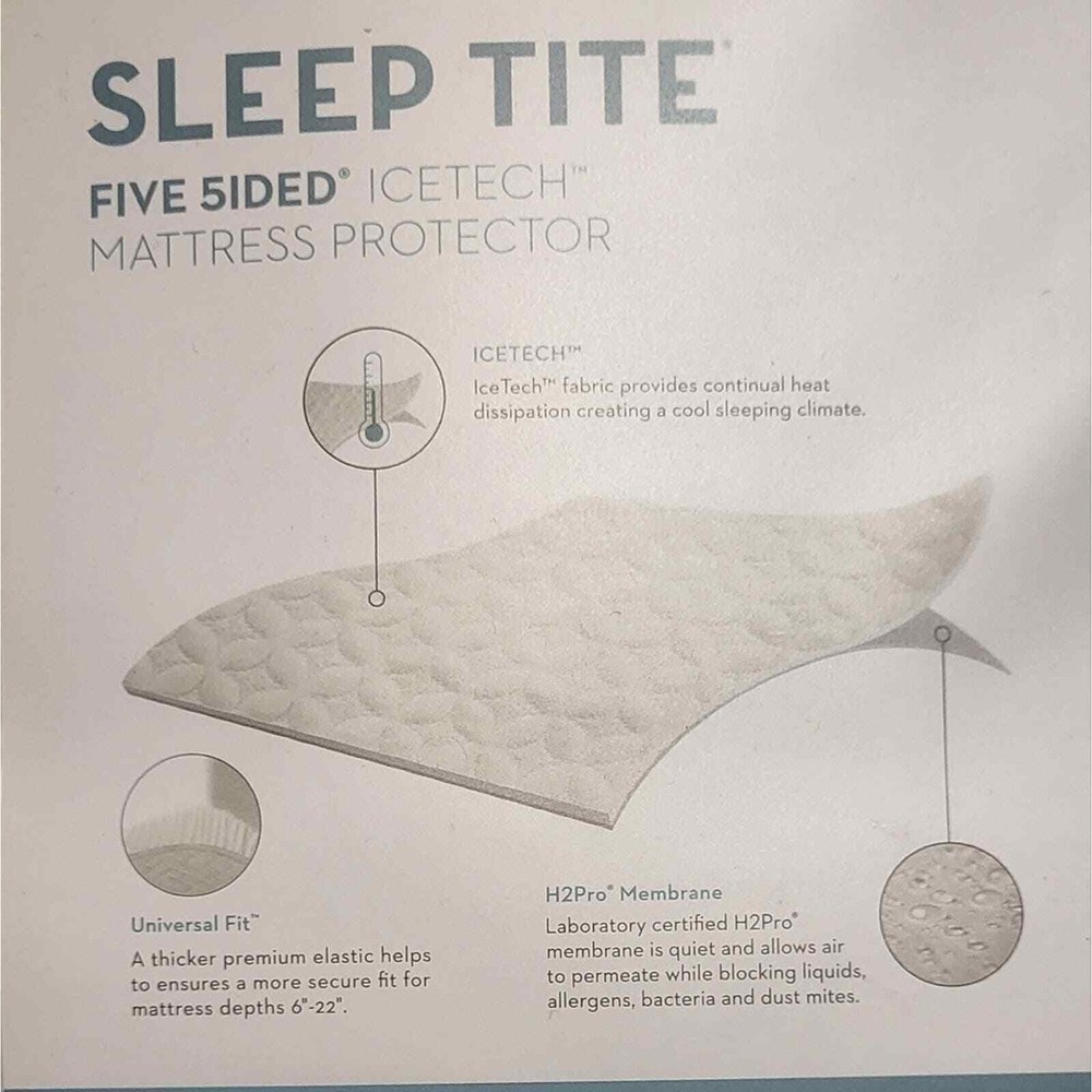 Sleep Tite Five 5ided IceTech Mattress Protector- Waterproof- Twin Size