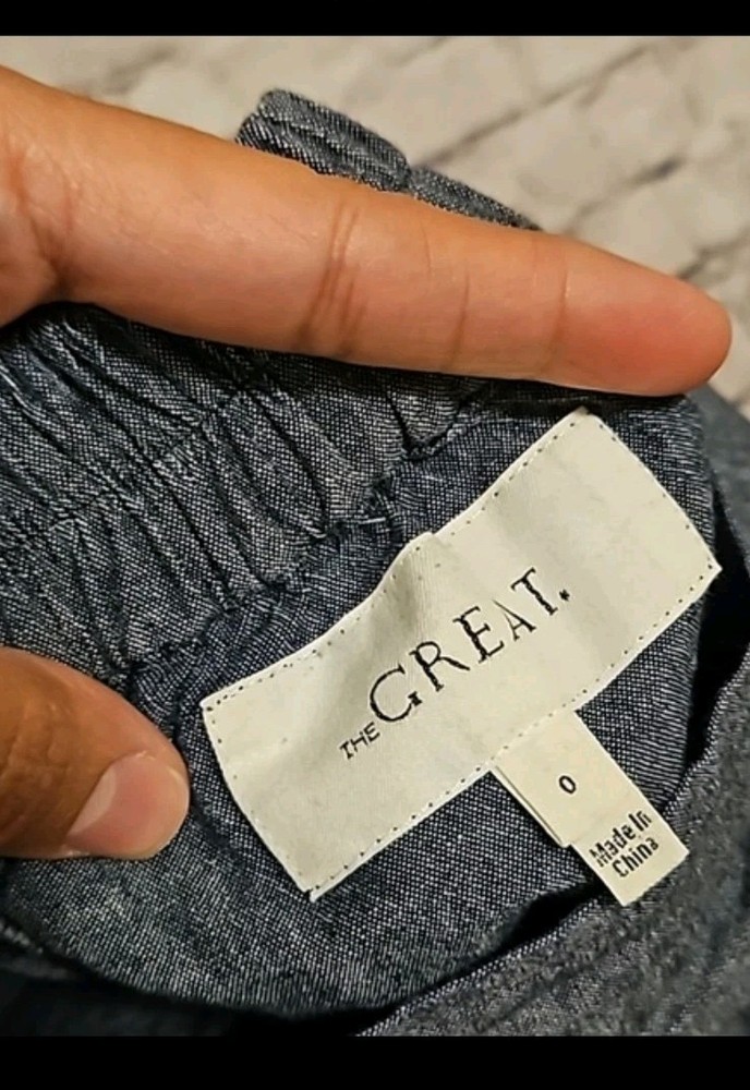 The Great Drop Crotch Pull On Pants 0 Blue Chambray Lightweight Cropped Harem