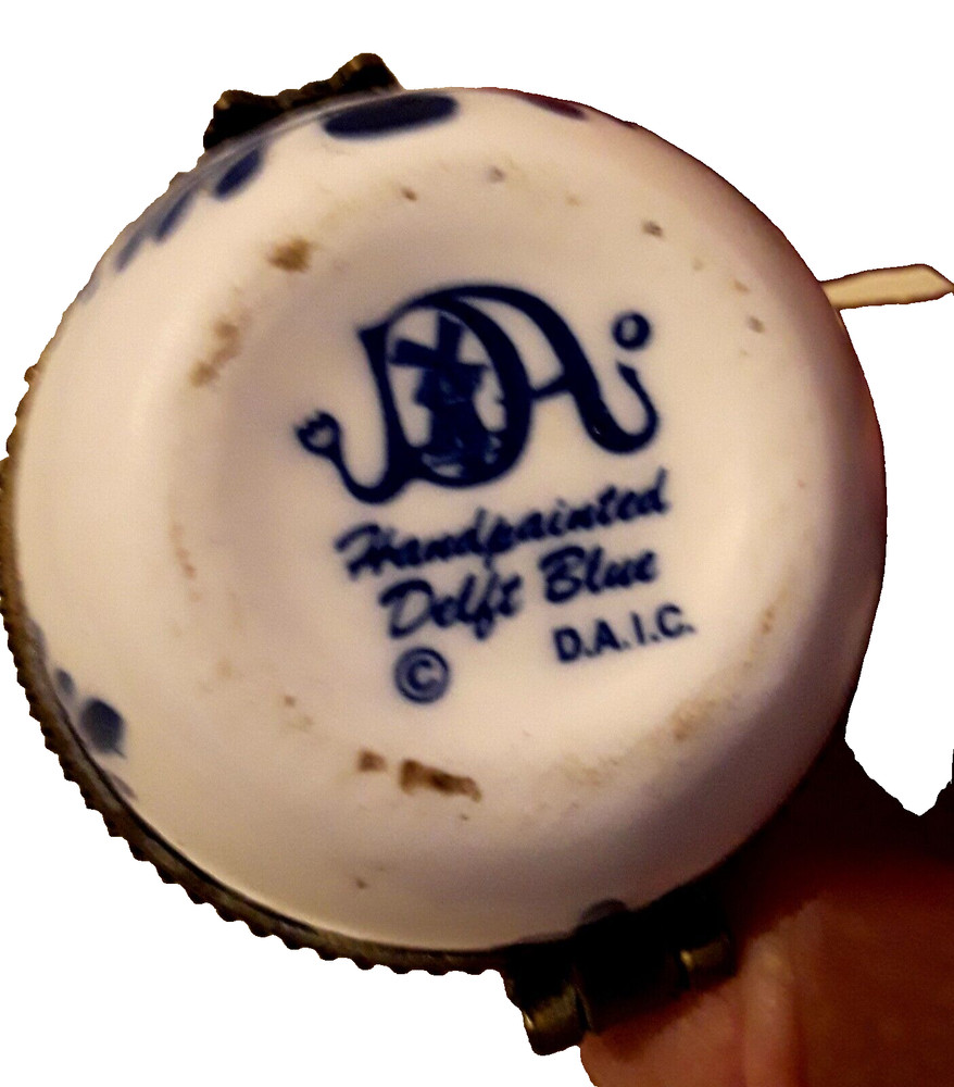 Egg Shaped-Delft Blue D.A.I.C Hand painted Trinket Box