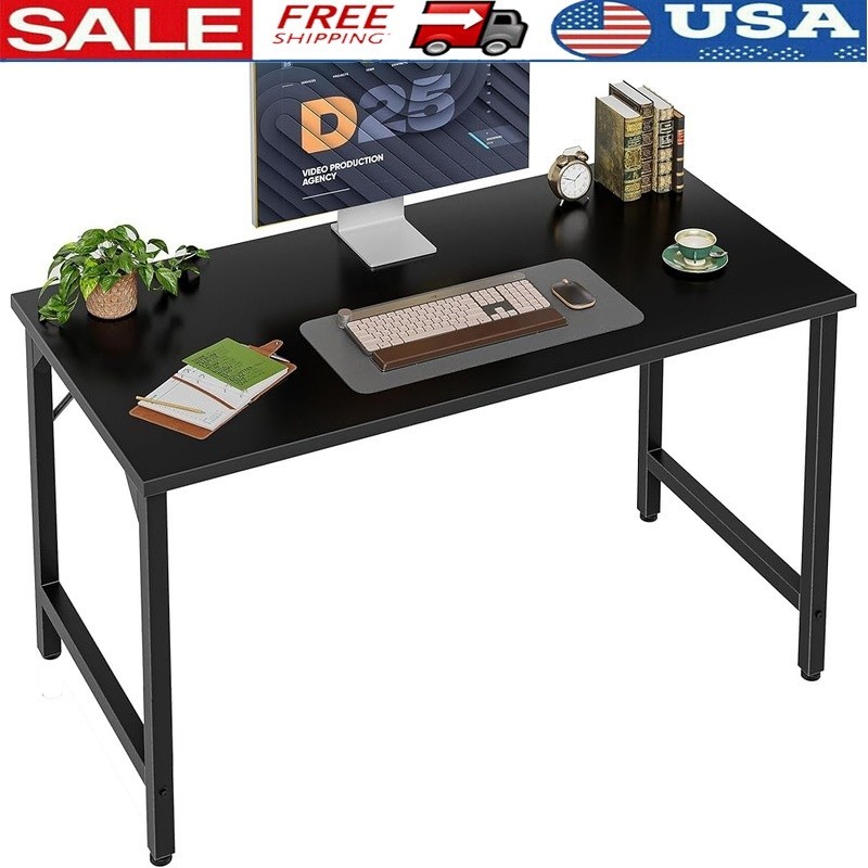Modern Desk Wood Surface Sturdy Metal Frame Easy Assembly Gaming Computer Table
