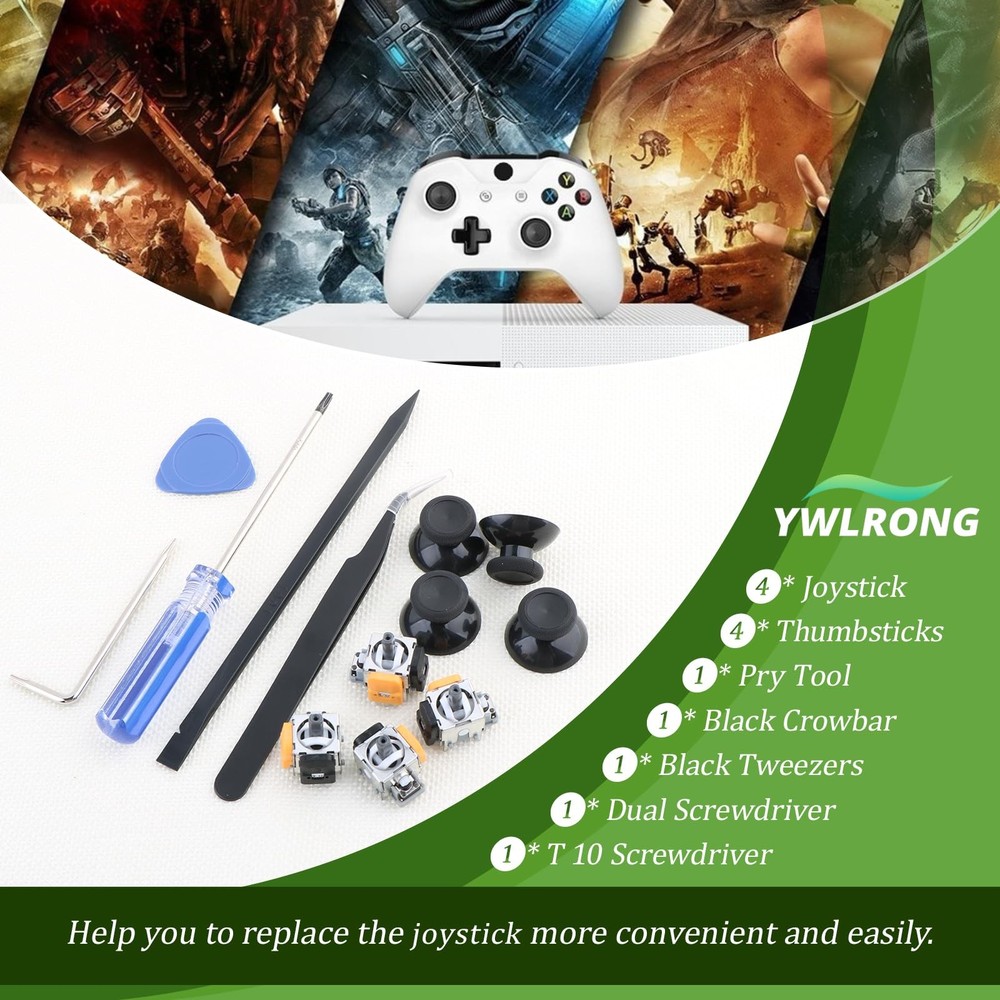 4Pack Joysticks for XboxOne S/X Hall Effect Joystick Replacement black