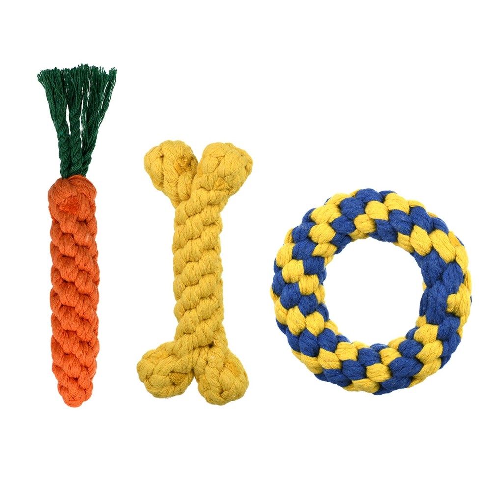 3/5/6PC Dog Toys Braided Rope Squeaky Durable for Aggressive Chewer Interactive
