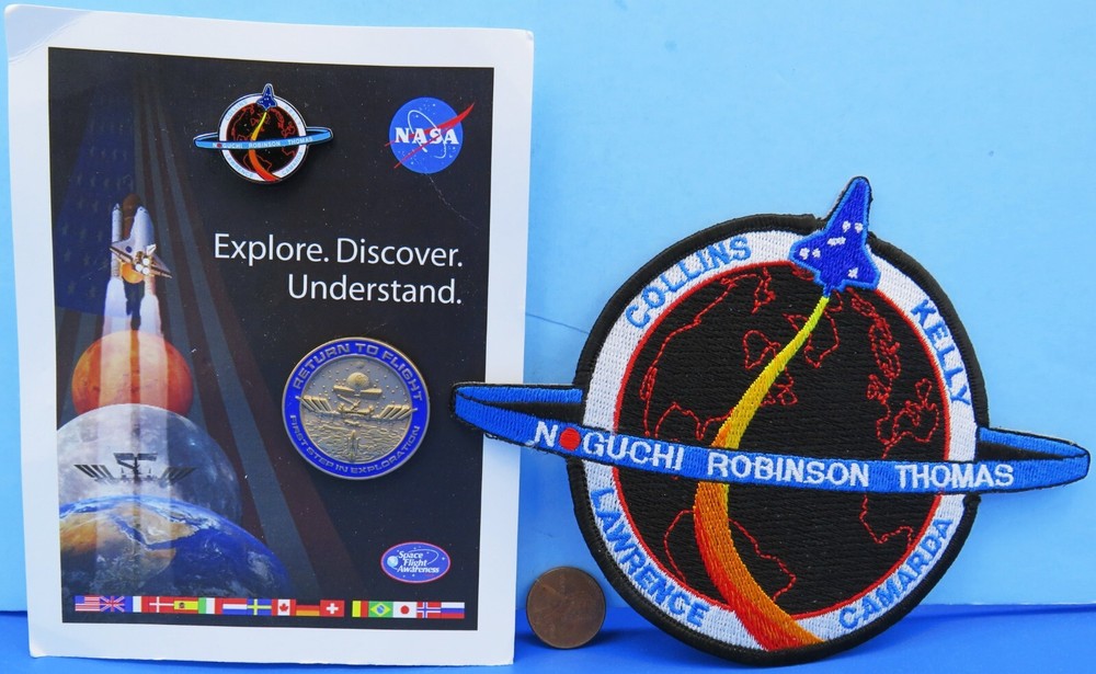 NASA Space Shuttle DISCOVERY Trio vtg STS-114 PIN Pair PATCH Return to FLIGHT