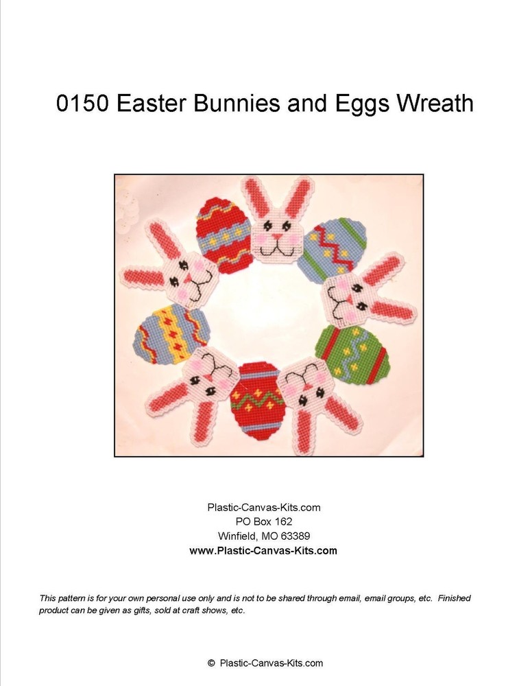 Easter Bunnies and Eggs Wreath-Plastic Canvas Pattern or Kit