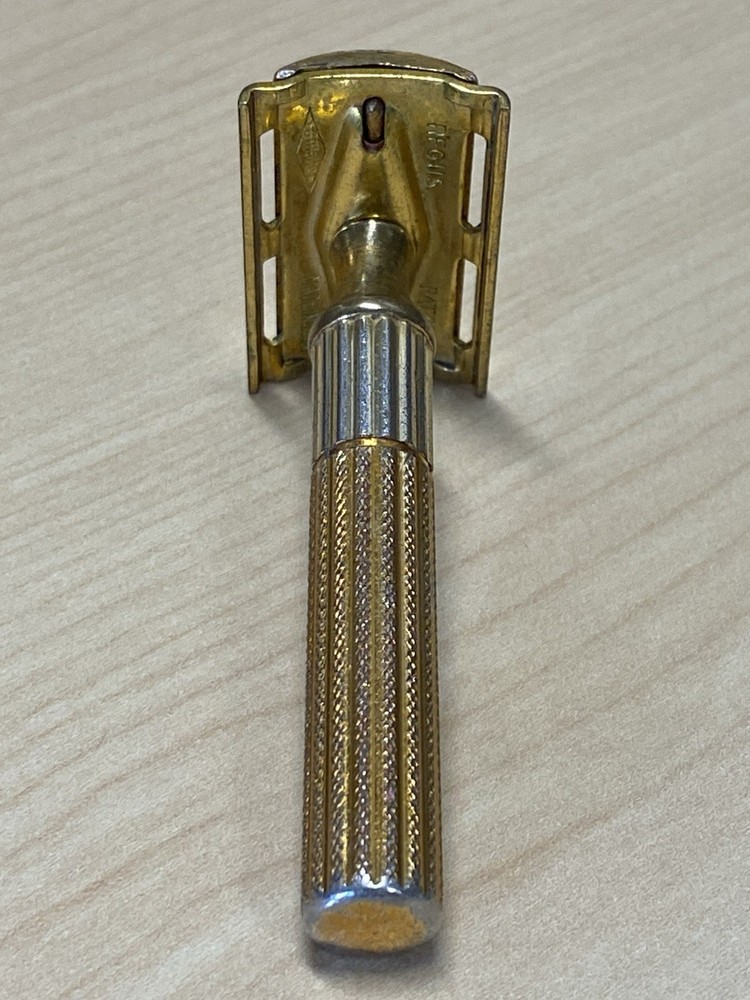 Vintage Gillette Fat Handle Tech - Gold Tone - Post War 1946-1950