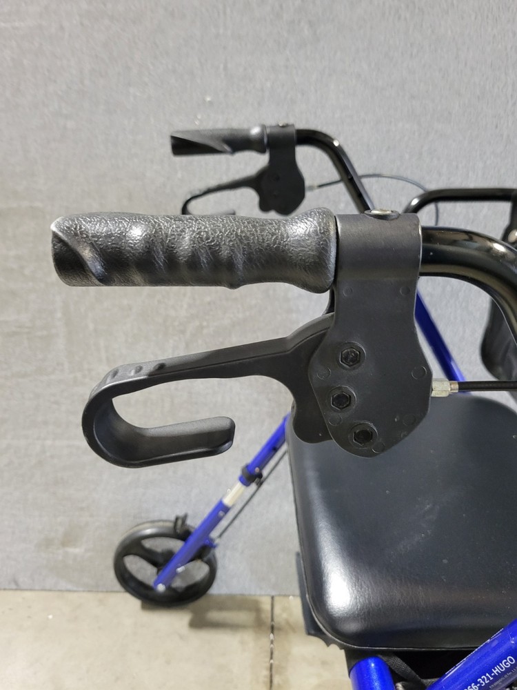 Hugo Elite Rollator Walker with Seat Backrest Saddle Bag Folding - Blue