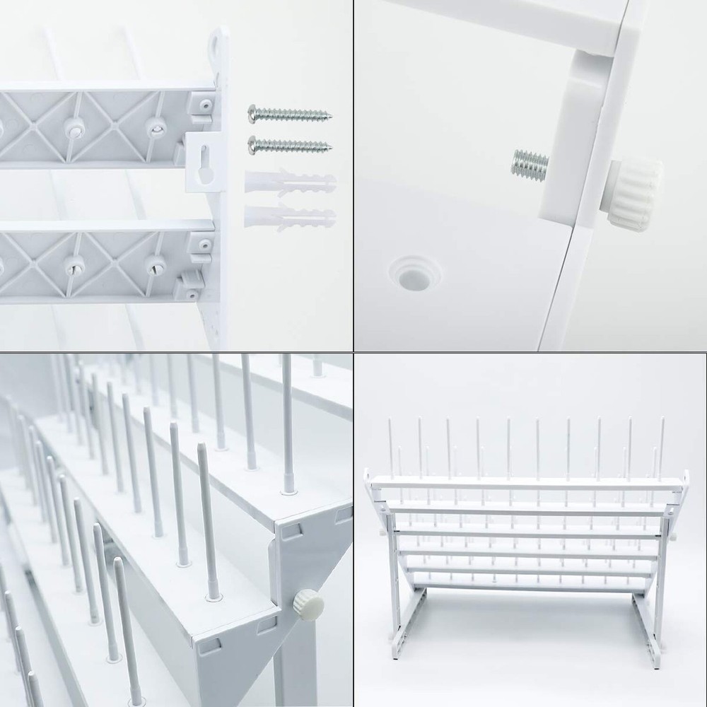 Sew Tech Thread Rack for 60 Spools or 30 Cones, Wall Mounted Large Thread Hol...