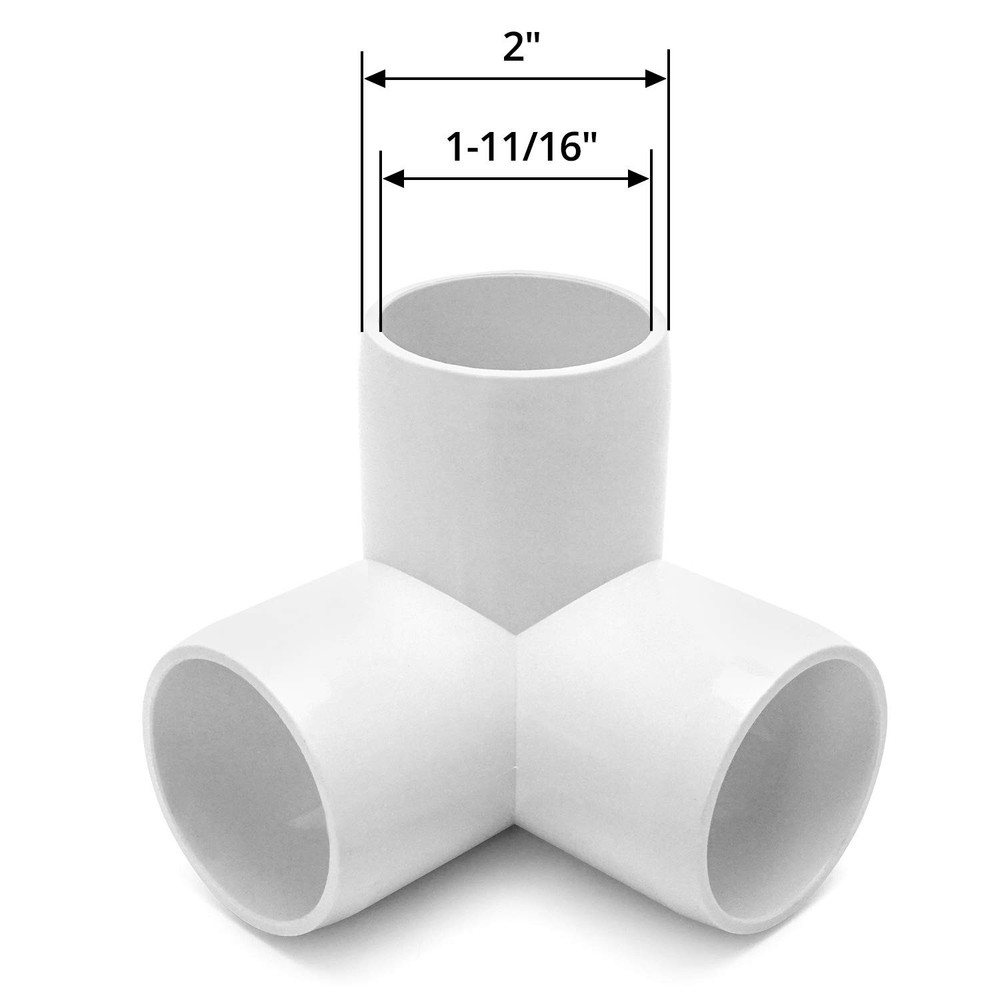 QWORK 3 Way 1 1/4" Tee PVC Fitting Elbow,8Pack White
