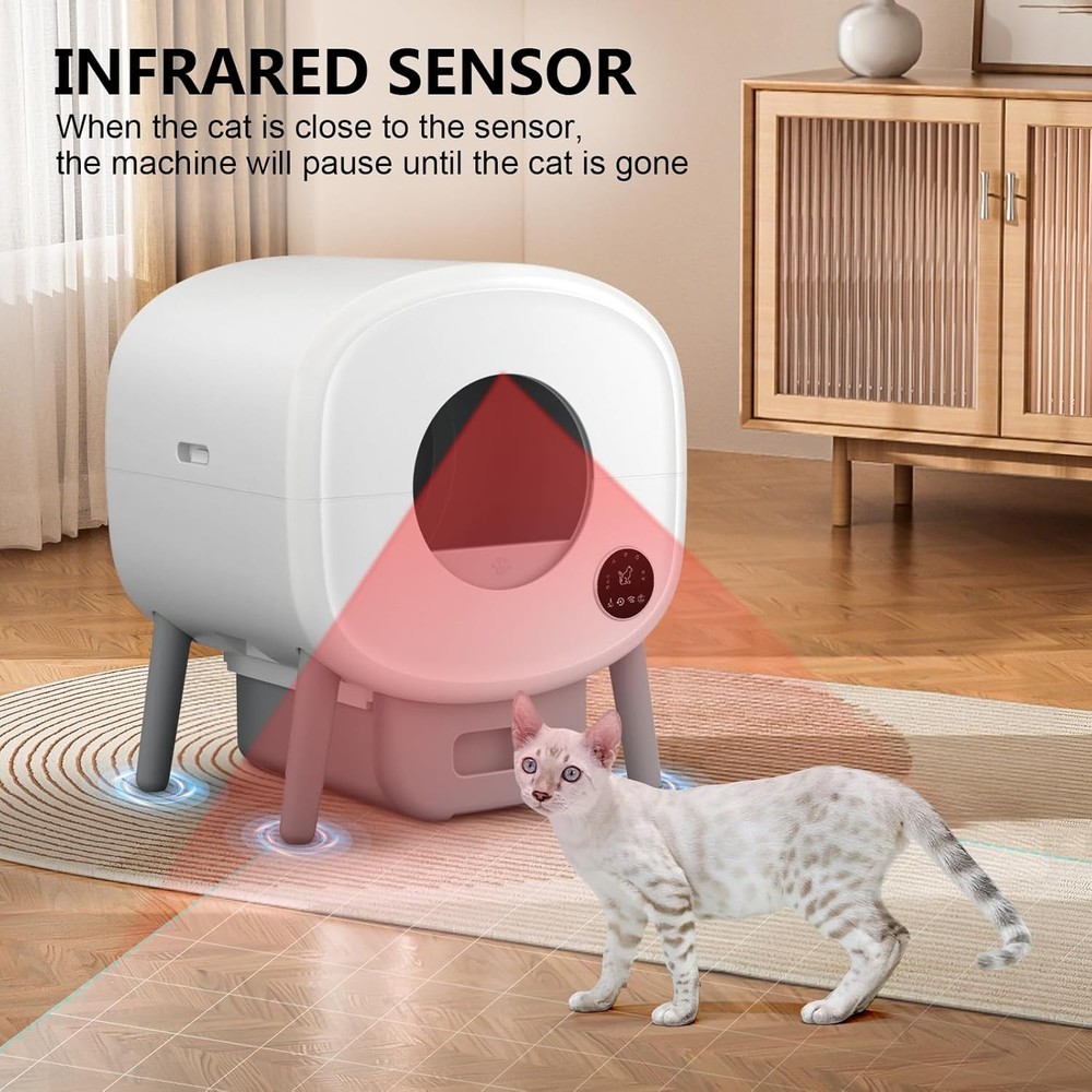 Automatic Self-Cleaning Cat Litter Box Large Capacity for Cats App Control Grey