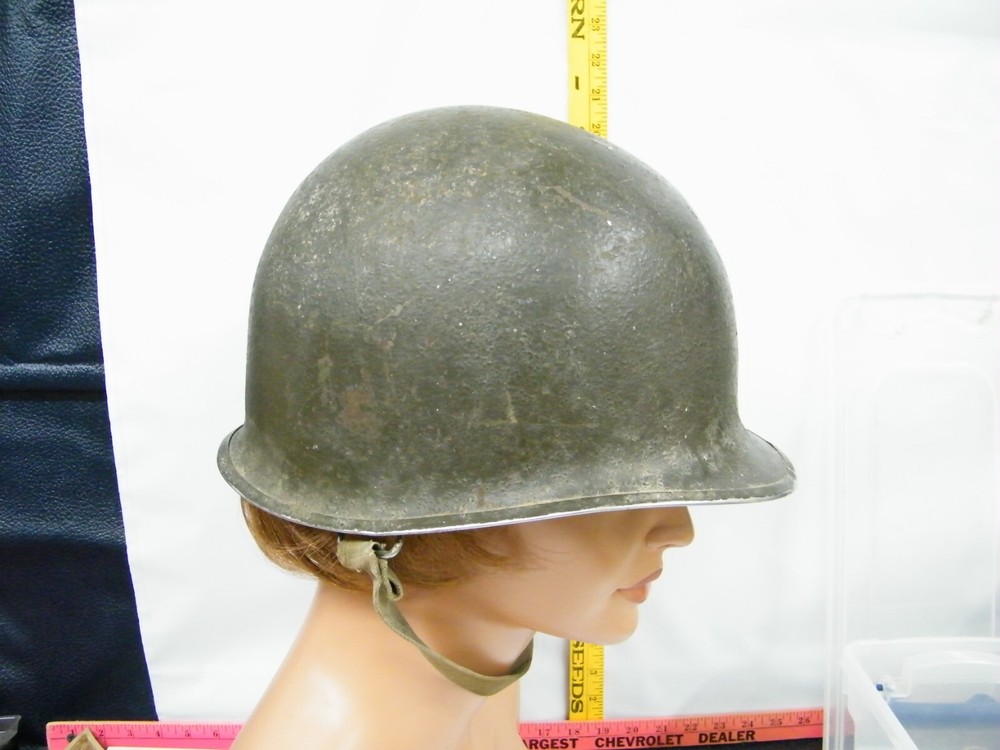 Vintage WWII Helmet & Turtle Shell Liner Front Seam