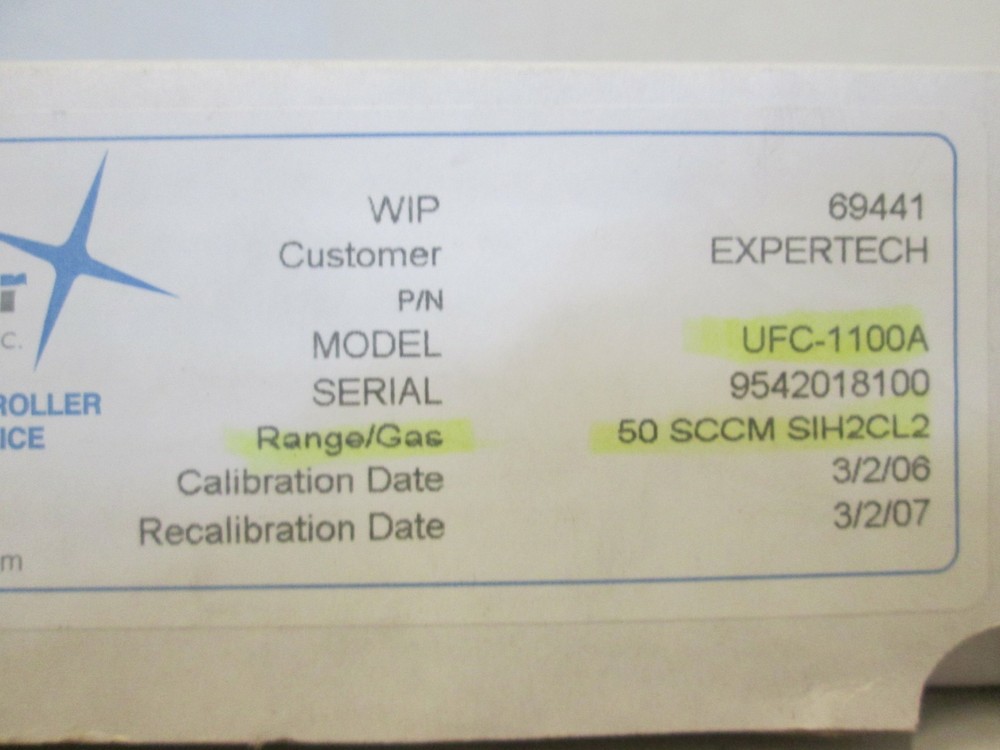 Unit UFC-1100A Mass Flow Controller SIH2CL2, 50 SCCM, Refurbished