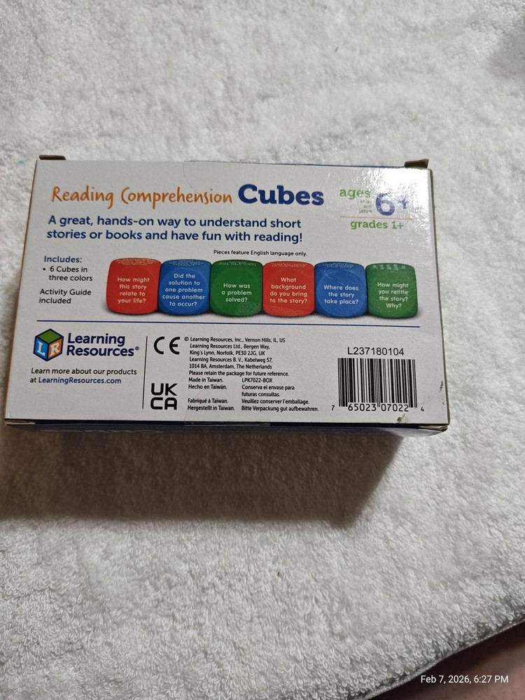 Learning Resources Reading Comprehension Cubes, 6/Set (LER7022) Ages 6+